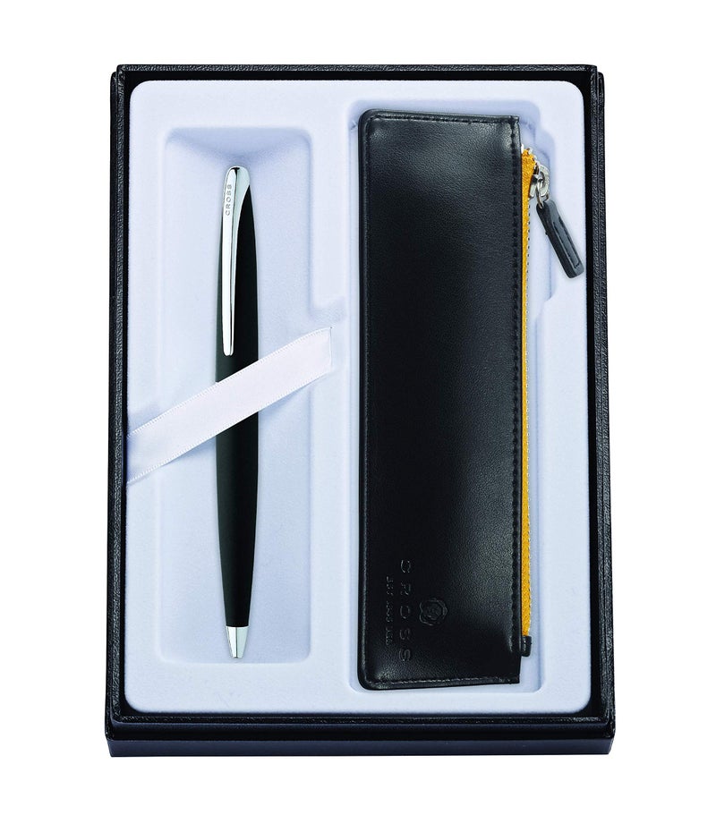 Cross ATX Black Refillable Ballpoint Pen and Zip Pen Pouch Gift Set, Includes Premium Gift Box - Classic Black - Image 1